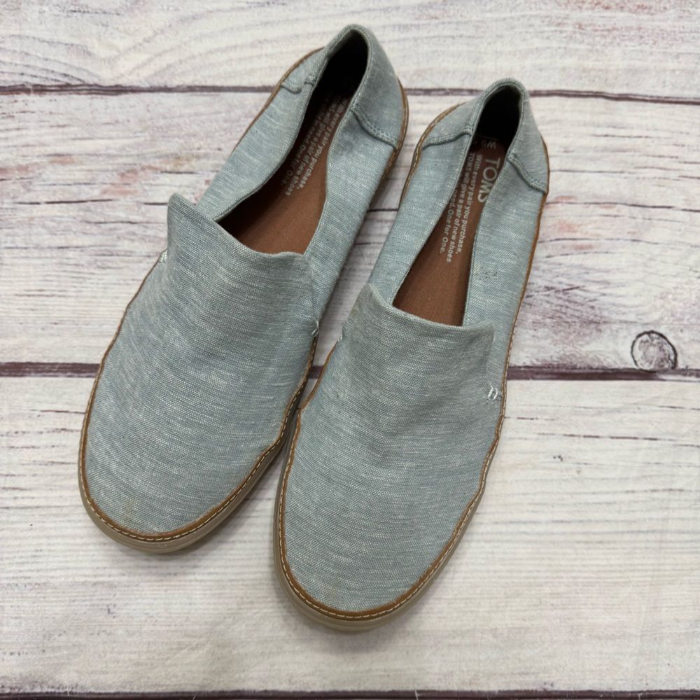 Toms Sunset Alpargata Platform Sneakers Chambray Blue Size 9.5